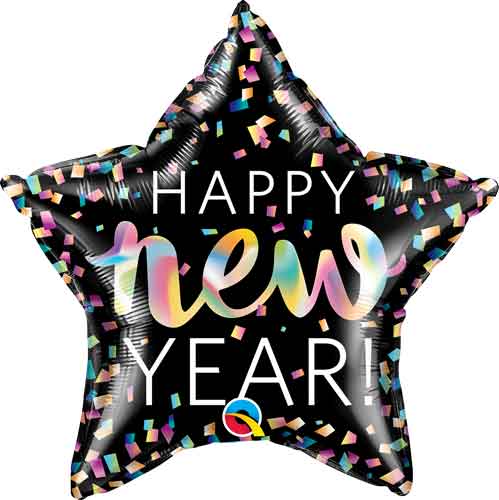 Happy new year black colorful star 