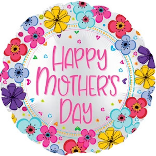 Happy Mothers Day Colorful Floral Balloon