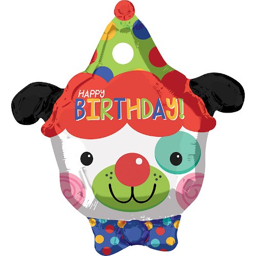 Clown Dog Happy Birthday Balloon