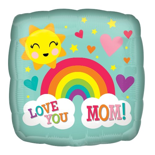 Love You Mom Rainbow Square Balloon