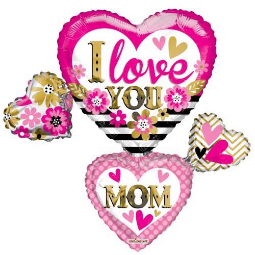 Large Many Hearts I Love You Mom Balloon