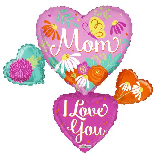 Mom I Love You Many Hearts Flowers Balloon