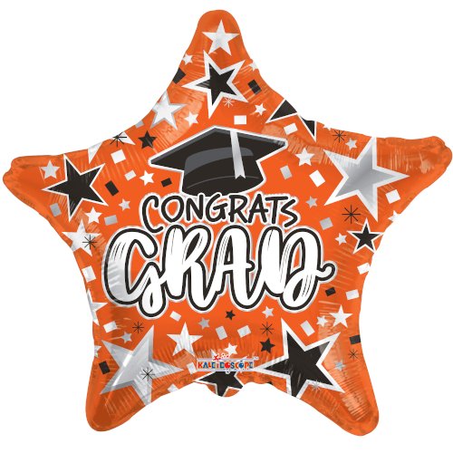 Orange Congrats Grad Star Balloon