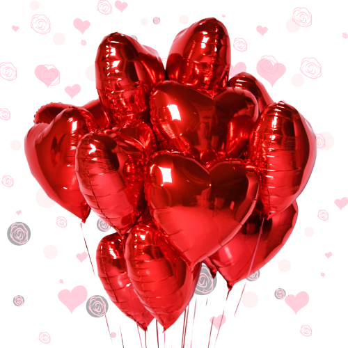 Dozen Red Heart Balloons