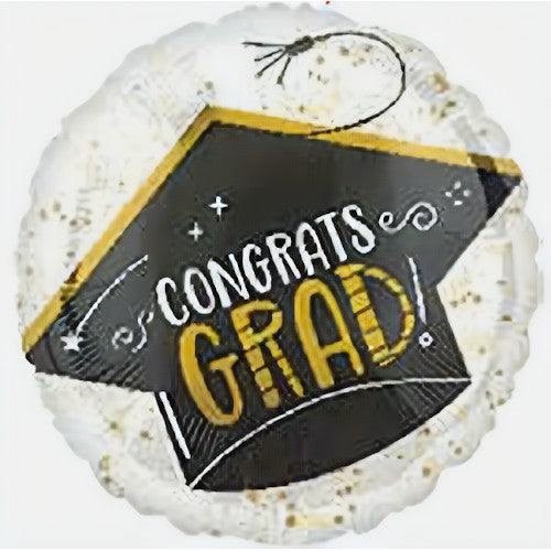 White Sparkle Congrats Grad Balloon