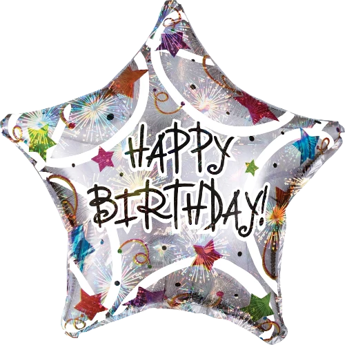 Large Prismatic Happy Birthday Star Balloon