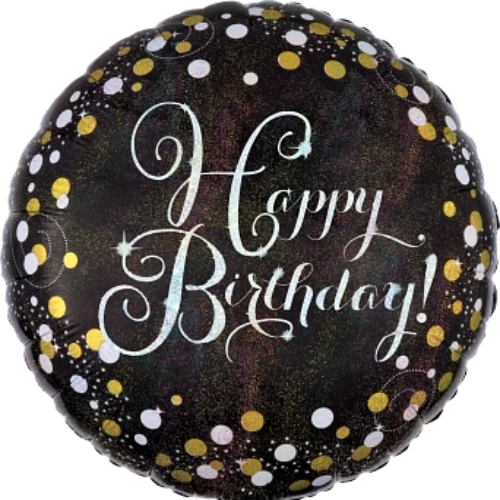 Black Gold Silver Happy Birthday Balloon