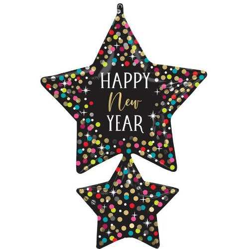 Two Star Dots Happy New Year Balloon