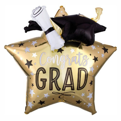 Large Congrats Grad Star with Cap