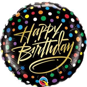 Black with Colorful Dots Happy Birthday