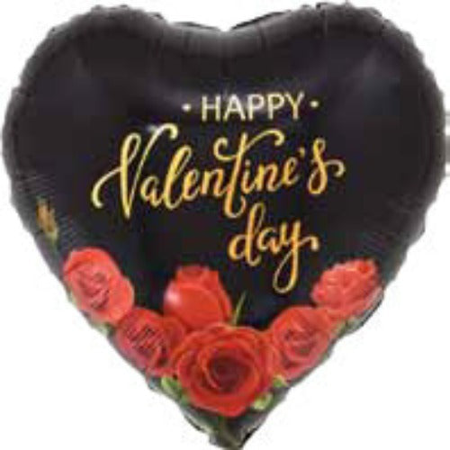 Small Valentines Roses Black Balloon