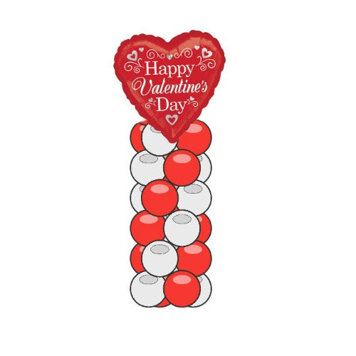 Valentines Balloon Column Red White