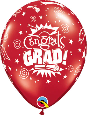 Red Congrats Grad Latex Balloon